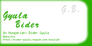 gyula bider business card
